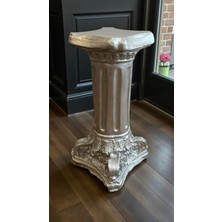 Libre Design Dekoratif 53 cm Metalik Gümüş Gri Roma Sütunu Bahçe Balkon Ev Dekorasyon Kapı Önü Bohem Biblo Heykel