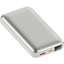Realpower 10000MAH Silver Powerbank 22.5W Kablolu ve LED Display PB10KSL2