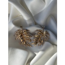 NB Steelora Gold Renk Yaprak Model Kadın Küpe