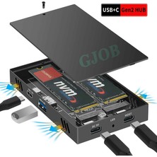 Gjob 2 Adet Nvme HDD Yerleştirme Istasyonu Usb3.2 Gen2 10 Gbps2 Adet Nvme Disk Girişli Kutu Disk Hariç 2 FARKIL BAĞLANTI