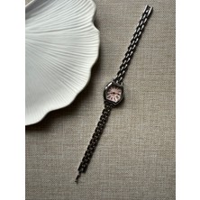 Rubsey Retro Minimal Metal Kordon Vintage Kadın Kol Saati Içi Pembe