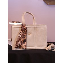 Alvora Leopar Fular Detaylı Süet Detaylı Kadın El ve Omuz Çantası