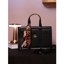 Alvora Leopar Fular Detaylı Dik Form Kadın El ve Omuz Çantası