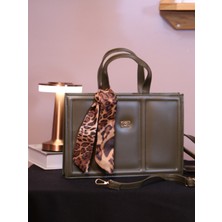 Alvora Leopar Fular Detaylı Dik Form Kadın El ve Omuz Çantası