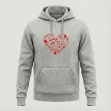 North Whiskers Yılbaşı Temalı Unisex Kapüşonlu Sweatshirt Gri