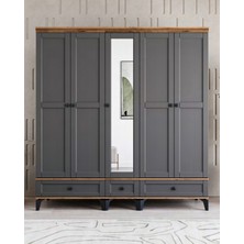 Miracool Silva 5 Kapılı Dolap / %100 Mdf / Antrasit