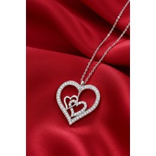 Çekirdek Jewelry 925 Ayar Gümüş Zirkon Taşlı Kalplı Kolye