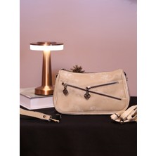 Alvora Süet Yumuşak Dokulu Fermuar Detaylı Çapraz Askılı Omuz ve El Çantası Şık Modern Tasarım