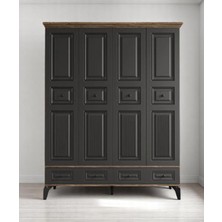 Miracool Terra 4 Kapılı Dolap / %100 Mdf / Antrasit