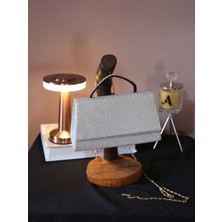 Alvora Işıltılı Dokulu Kapaklı Saplı Kadın Abiye Portföy Çanta