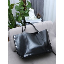 Alvora Kadın Geme Zımba Detaylı Büyük Boy Omuz Çantası