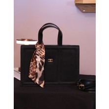 Alvora Leopar Fular Detaylı Süet Detaylı Kadın El ve Omuz Çantası