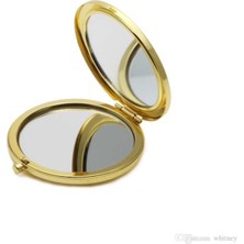 Brentino Promosyon Gold Cep Aynası Metal 7x7 cm Stıcker Baskıya Uygun Şık Hediyelik Kına Düğün Nişan Günlük