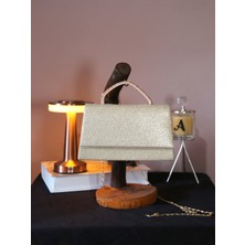 Alvora Işıltılı Dokulu Kapaklı Saplı Kadın Abiye Portföy Çanta