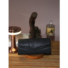 Alvora Siyah - Beyaz - Gümüş Simli Kapaklı Kadın Abiye Gece Çantası – Modern & Zarif Portföy Çanta