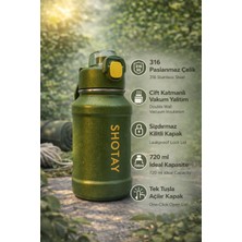 Shotay 720 ml 316 Paslanmaz Çelik Spor Termos Tek Tuş Açılır Kapaklı Sızdırmaz – Lila & Yeşil