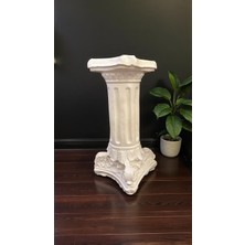 Libre Design Dekoratif 53 cm Metalik Inci Beyaz Roma Sütunu Bahçe Balkon Ev Kapı Önü Dekorasyonu Bohem Biblo Heykel