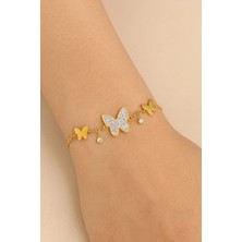 Ares 01 Store Beyaz Kelebek ve Taş Detaylı Bileklik