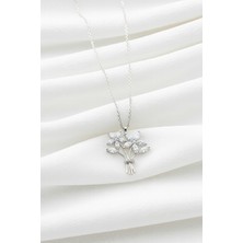Çekirdek Jewelry 925 Ayar Gümüş Zirkon Taşlı Buket Çiçeği Kolye