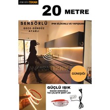 Hareket Sensörlü 220 Volt Silikonlu Günışığı Renk Şerit LED (120 Ledli) / Tak Çalıştır / 20 Metre