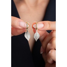 Çekirdek Jewelry 925 Gümüş Gümüş Yaprak Tasarım Küpe