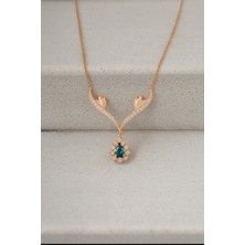 Çekirdek Jewelry 925 Ayar Gümüş Zümrüt Taşlı Kanalı Kolye