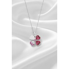 Çekirdek Jewelry Yakut Taşlı Kolye 925 Ayar Gümüş Şık Tasarımlı Ters Yonca
