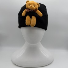 Mare Accessories Bere - Kışlık Fitilli Ayıcıklı Çocuk Şapka (Siyah)