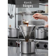 Jet's Home Chinois Konik Süzgeç Paslanmaz Çelik Ince Gözenekli Sos Çorba Meyve Püresi ve Tatlı Süzme Aparatı