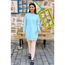 V Desenli Oversize Triko Tunik - Bebemavisi