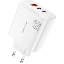 Keephone Gan Wall CH23121 2 Adet 65W Type-C ve 1 Adet 45W USB Çıkışlı Gan Şarj Cihazı - Beyaz