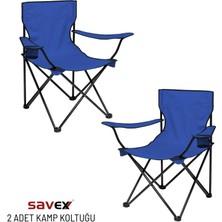 Savex 2 Adet Katlanır Kamp Sandalyesi - Piknik Plaj Sandalyesi - (DY.001) - Lacivert - Taşıma Çantalı