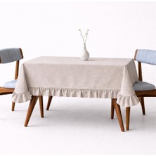 fersuay Buldan Pamuklu Keten Dikdörtgen Fırfırlı Masa Örtüsü