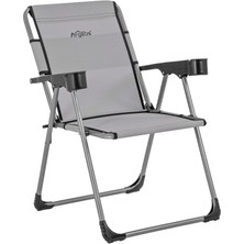 Argeus Katlanabilir Piknik ve Kamp Sandalyesi - Bardaklıklı - Rock - Kül Gri (A-14)- 140KG Taşıma