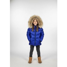 Chordi Unisex Kız/erkek Bebek Çocuk Su Geçirmez Kürklü Kapüşonlu Fermuarlı Cepli Şişme Dolgu Mont (2-5 Yaş)