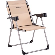 Argeus Katlanabilir Piknik ve Kamp Sandalyesi - Bardaklıklı - Rock - Bej (A-02-R14)- 140KG Taşıma