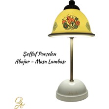 Abajur-Masa ve Gece Lambası-Dekoratif-Şeffaf Porselen-El Yapımı-Porselen Şapkalı-Krem Gövde