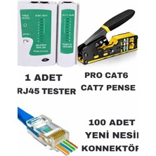 Arestech Tools RJ45 Cat6 / Cat 7 Makaslı Profesyonel Tip Pense+Hadron Tester+ 100 Adet Yeni Nesil Cat6 RJ45 Uç 3 Lüset