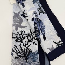 Mare Accessories Lacivert Deniz Kaplumbağası Desenli Kare Fular – 50X50