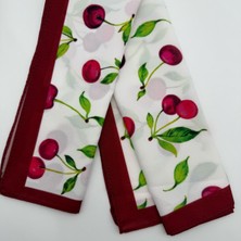 Mare Accessories Kırmızı Beyaz Deniz Kabuğu Desenli Ipek Etkili Fular (50X50 Cm)