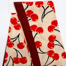 Mare Accessories Retro Kiraz Desenli Bordo Bordürlü Ipeksi Fular (50X50 Cm)