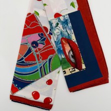 Mare Accessories Fuşya Mavi Sanatsal Çiçek Desenli Ipek Etkili Fular (50X50 Cm)