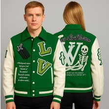 Chordi Unisex Kadın/erkek Sırtı ve Önü Nakışlı Özel Tasarım Yüksek Kalite Kolej Mont Ceket