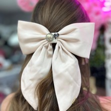 Mare Accessories Krem Ortası Taş Inci Detaylı Kurdela Kadın Toka