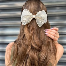 Mare Accessories Krem Ortası Taş Detaylı Kurdela Kadın Toka