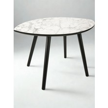 Eşyala. Mermer Desenli Oval Model Sehpa (70X47X42 Cm)