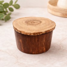 El Yapımı Ahşap Dokulu Seramik Takı Saklama Kutusu COGO Seramik