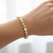 BURADABULDUN Kadın 14K Kaplama Gold Taşlı Çelik Lastik Bileklik