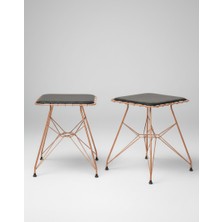 Eşyala. Çelik Tel Tabure Minderli Ikili Set (41X34X45 Cm)