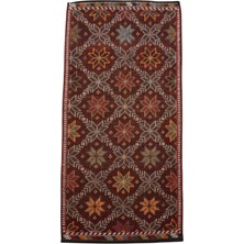 Kilim Antik El Dokuması Çiçekli Karapınar Yörük Yün Cecim Kilim 0747 - Yeni - Çok Renkli